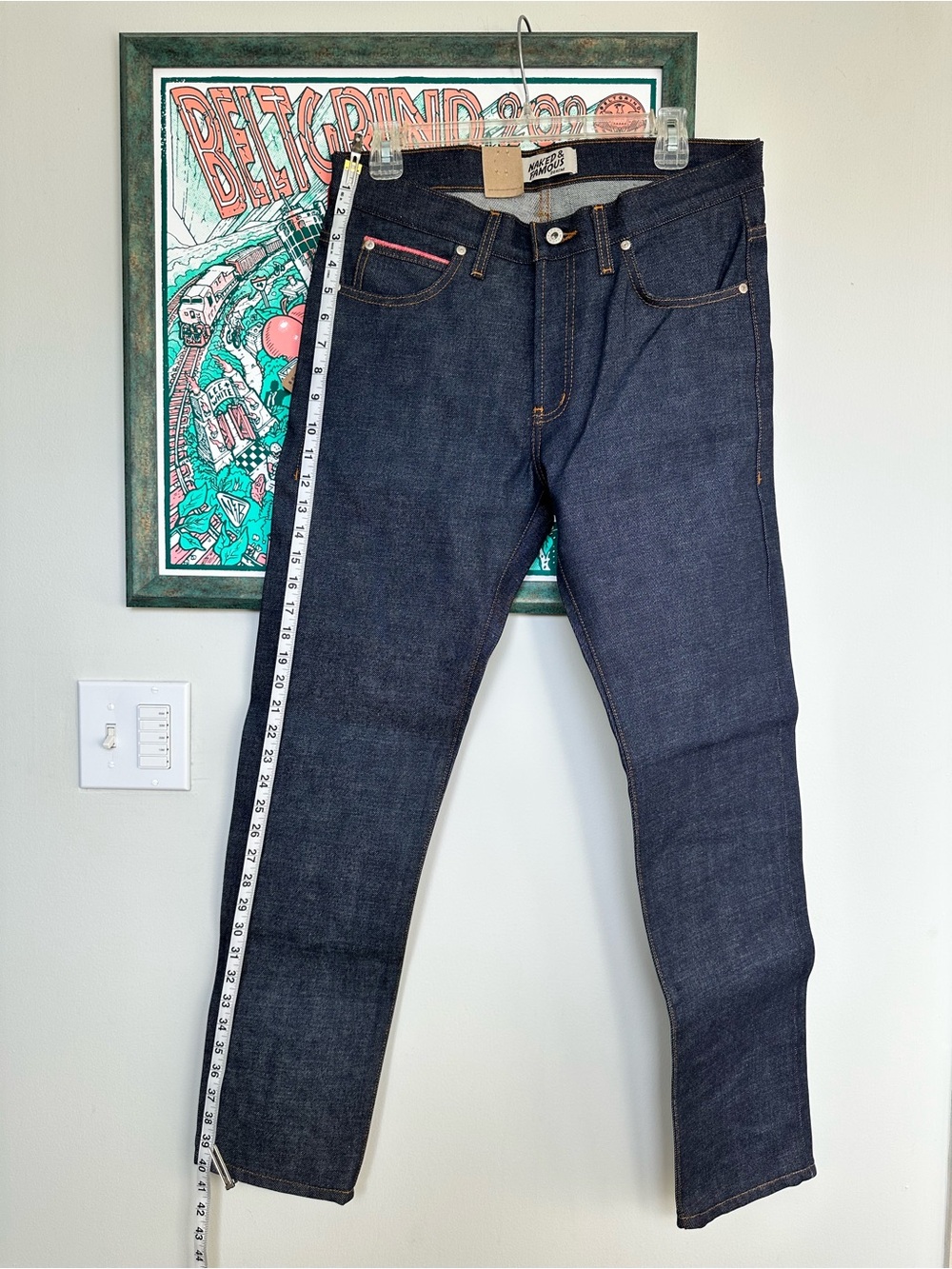 NWT Naked & Famous Super Guy Dark Indigo Slim Regular Rise Men’s Jeans W32 L30 - Picture 7 of 17